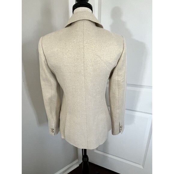 L’AGENCE Chamberlain Blazer Ecru Gold Shimmer Linen Blend Size 4 NWOT - Picture 7 of 11